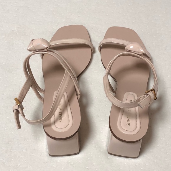 New Stuart Weitzman BeigeRosetta Block Heel sandal - Picture 6 of 7